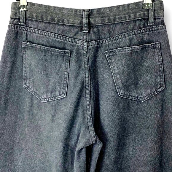 Skeleton Baggy Jeans Sz L 30x Black Denim Wide Leg Pants Goth Halloween Bones - Picture 7 of 13